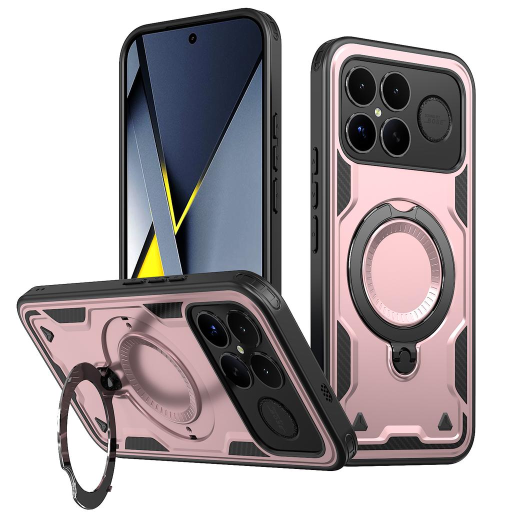 Бронированный противоударный чехол Fundas для Xiaomi Poco F8 Pro Ultra Redmi K90Pro Max 360° Вращающаяся магнитная подставка ТПУ Пластиковая крышка для телефона