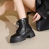Fashion Plus Size 42 New Women Ankle Black Boots Autumn Winter Platform Zipper Women Punk Boots Thick Sole Lace Up Combat Booties 2024