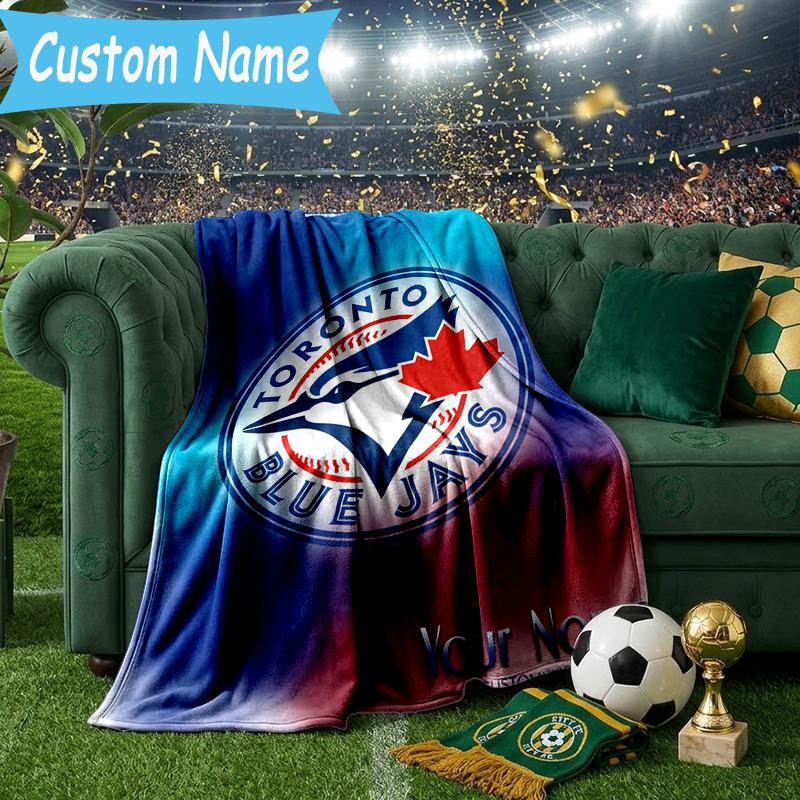 Custom Name Torontos baseball Flannel Blanket, Use for Birthday/Holiday Gift, Soft Blanket for Sofa/Bed/Camping/Office, Home Decor