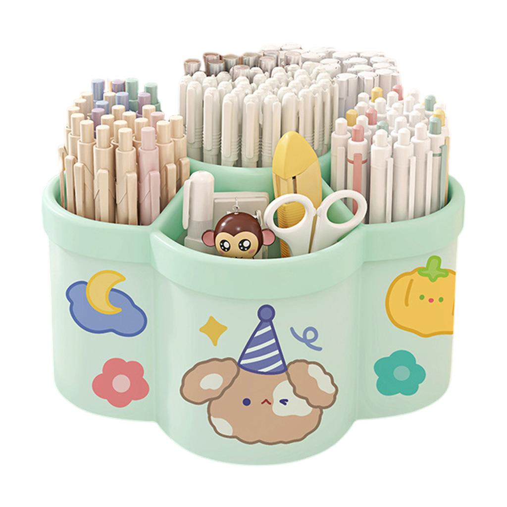 Rotating Pen Holder Desk Organizers Large Capacity Pen Storage Box Cosmetic Brush Organization Box Study Dormitory Accessories