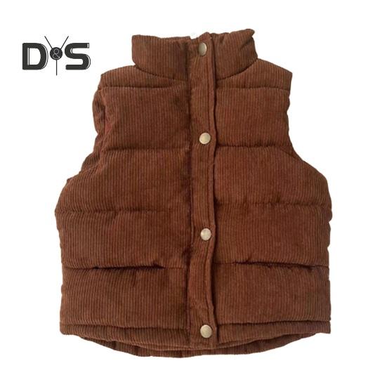 Детское зимнее пальто унисекс, толстый жилет без рукавов, застежка на молнию и пуговицы, с подкладкой, однотонный отложной воротник, спортивная повседневная жилетка, пальто
