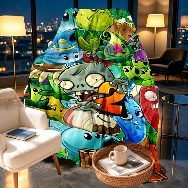 Plants vs. Zombies Print Blanket - Soft & Comfortable, for Bedroom, Travel, Sofa, Home Decoration - Birthday Christmas Gift for Friend