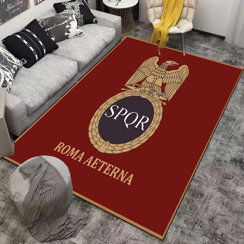 Roman Eagle SPQR Carpet with 'Roma Aeterna' Text in Red Style Suitable for use as an anti-slip for living room bedroom sofas