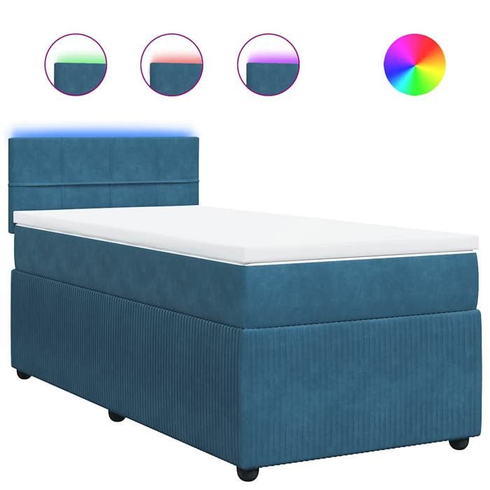 Maison Exclusive - Sommier à lattes de lit avec matelas bleu 90x190 cm velours