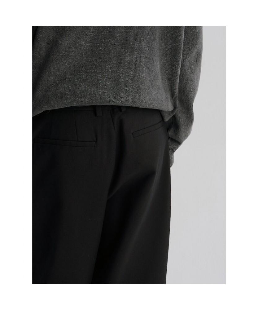 8SECONDS Curved Wide Fit Cotton Slacks Black