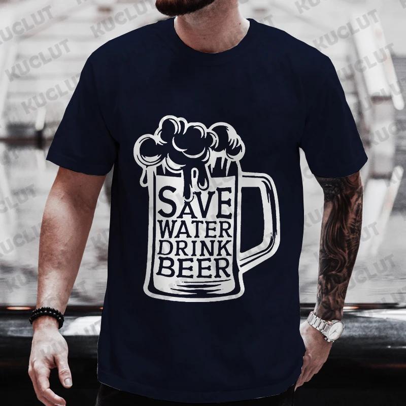Funny Graphic Tops Men T Shirt Save Water Drink Beer Clothes Bachelor Party Tees Drinking Team Matching Outfit Streetwear