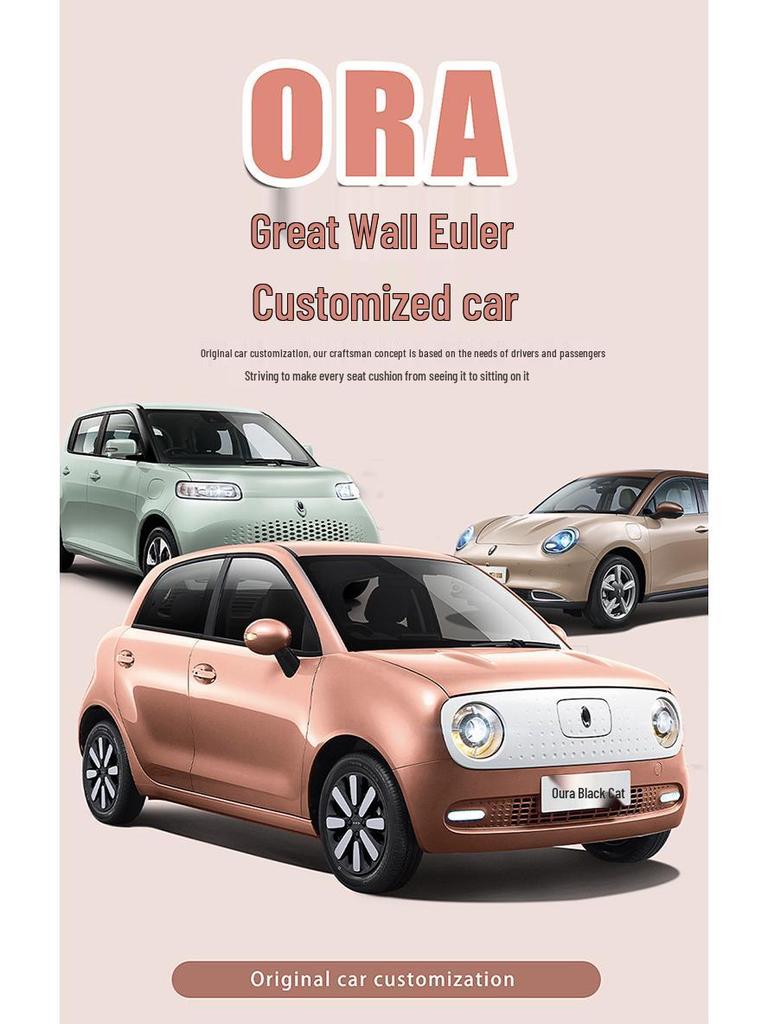 Great Wall ORA Cartoon Full Linen Four Seasons Seat Cushion for Five-Seat Electric Cars.