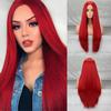 Long Red Wig Straight Middlepart Cosplay Wig For Girls Sally Red Dress Up Wig For Party Wig For  Halloween Wig For Christmas Wig