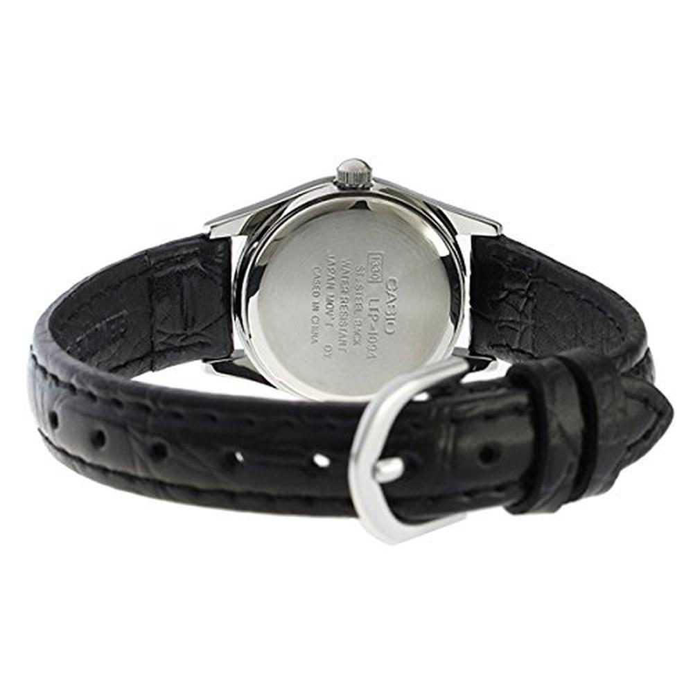 Casio Standard Women's Quartz Analog Wristwatch LTP-1094E-1A Brass Leather Black Silver Gift