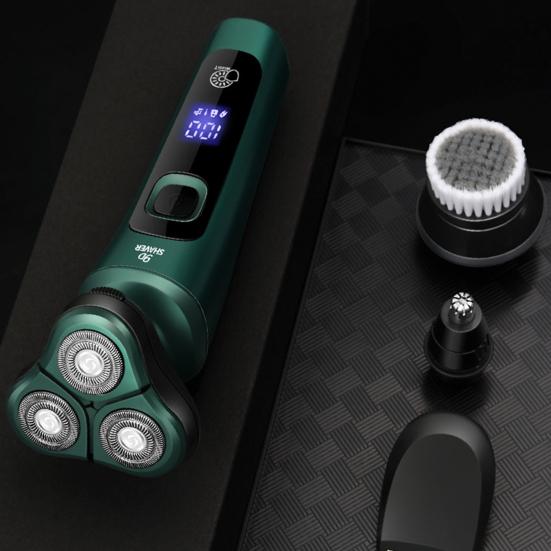 Men Electric Shaver LED Display 3 Heads USB Rechargeable Travel Rotary Razor Cordless Hair Beard Trimmer Remover Tool Father Boyfriend Gift