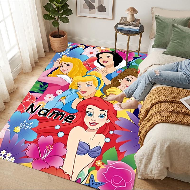 Custom Name Princess Party Living Room Non-Slip Area Rug Soft Carpet for Bedroom Kids Playroom Sofa Office Home Decor Doormat