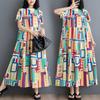 Summer New Loose Big Size Fashion Printing Thin Mid-length Dresses