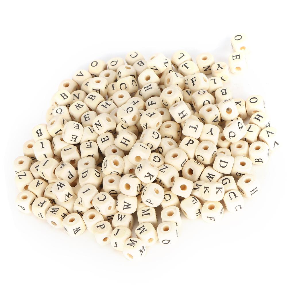 300 шт. деревянные бусины с круглым отверстием в форме куба с выгравированной буквой-разделителем DIY аксессуары для изготовления ювелирных изделий