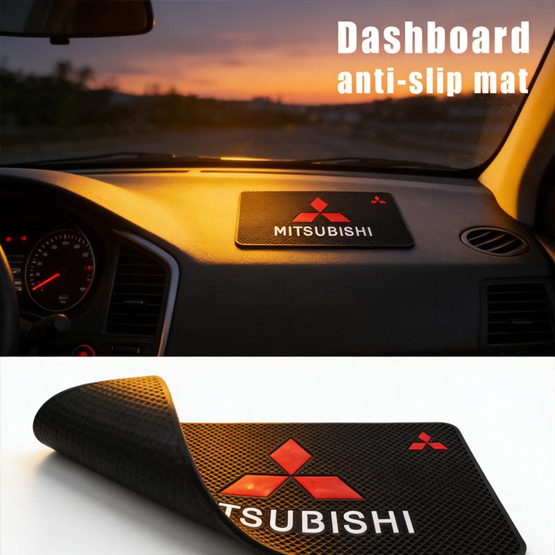 For Mitsubishi ASX Lancer Ex Galant Grandi Ecolis Competition Car Logo Non Slip Mat Auto Dashboard Sticky PVC Pad Accessories