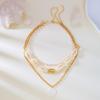 3 Layers Shell Pendant Necklace Bohemian Clavicle Chain Vintage Sweater Chain  Beach