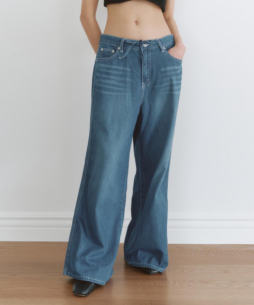 SSEMI String Wide Denim Pants(Bl)