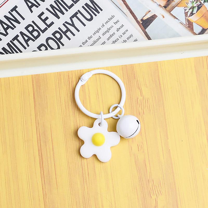 Colorful Flower Keychain With Bell Creative Metal Keyrings Flower Bells Pendant Keychain Bag Accessories Key Ring