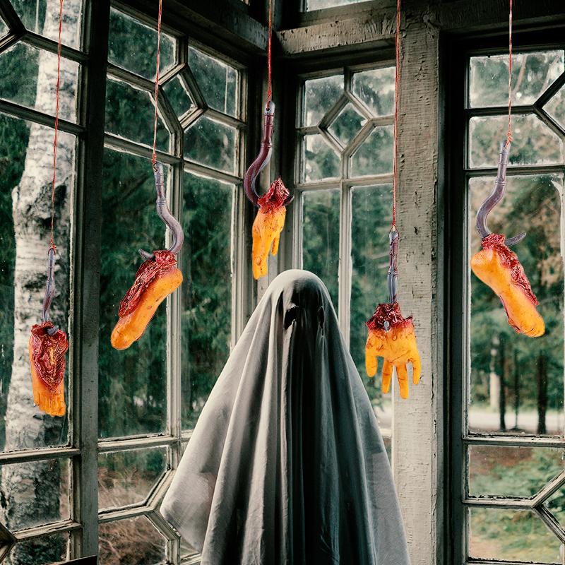 1 комплект Хэллоуин Кровавые Ноги Руки Поддельные Страшные Отрубленные Части Тела С Крюком Для Хэллоуин Вечеринки Подвесные Декорации Реквизит