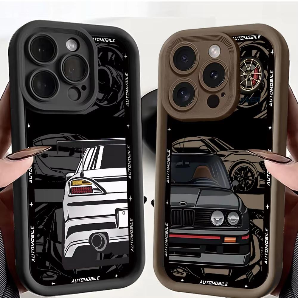 Крутой чехол для телефона автомобиля для iPhone 17 Air 16 e 15 14 13 12 11 Pro Max Plus Mini SE 2020 2022 Мягкая задняя крышка
