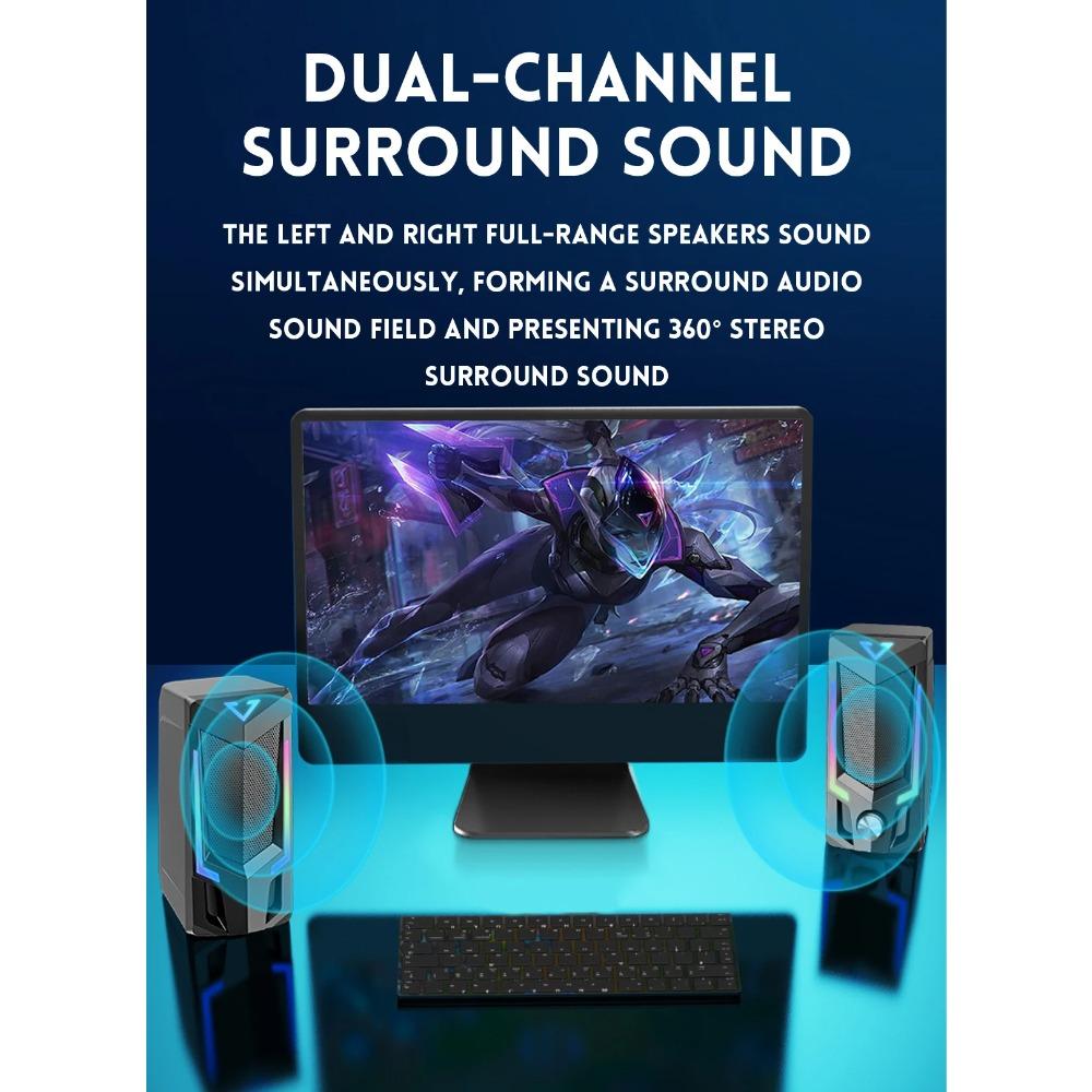 Проводная и Bluetooth RGB Компьютерная колонка, Настольная компьютерная колонка, Колонка для ноутбука, Настольная стереоколонка, Питание от USB, с LED-подсветкой