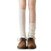 1 пара трикотажных полосатых гетр, волнистые кружевные носки для голени, зимние теплые носки