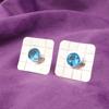 Swiss Blue Topaz Gemstone Stud Post Elegant Earrings Jewelry 925 Sterling Silver EE-146-7
