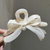 French Pearl Bow Pleated Hair Clips Women Korean Elegant Shark Clip Hair Accessories