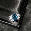 Open Ring with Simulated Asscher Cut Yellow Diamond and Swiss Topaz Blue Pink Gemstone for Women