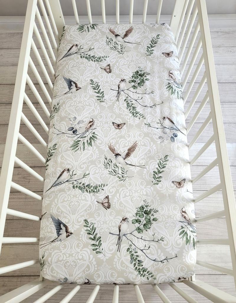 Cotton fitted sheet for a crib 120x60 cm - brown birds