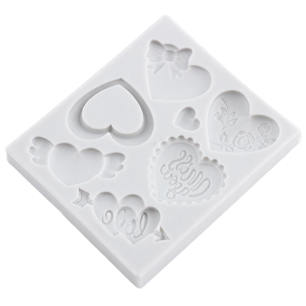 Heart Silicone Molds Love You XOXO Letter Kiss Rose Fondant Mold Cake Decorating Tools Cupcake Topper Candy Resin Clay Chocolate Gumpaste Mold