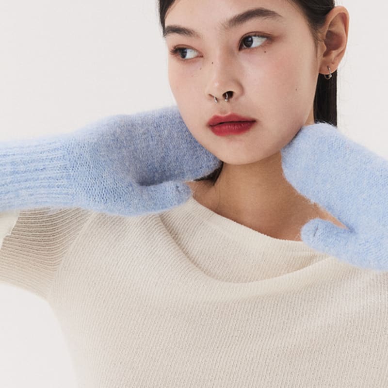 ВАРЕЖКИ ВЯЗАНЫЕ QUAFE LABEL_ледяной голубой