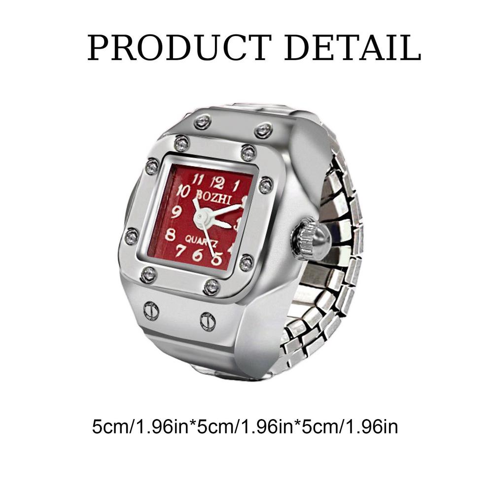 Винтажные часы в стиле панк на палец, мини-часы из сплава с эластичным ремешком, кольца для пары, ювелирные часы, ретро, ​​римские кварцевые часы, кольцо