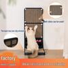 L-Shaped Cat Scratching Board - Black, High-Density Corrugated Paper, Anti-Tip, Ideal for Claw Grinding.