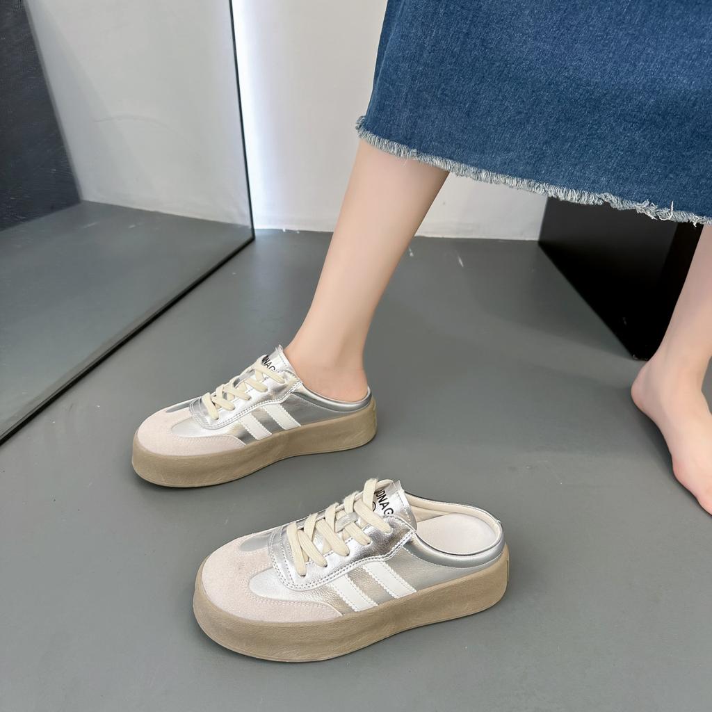 Женская обувь Baotou Тапочки Женская летняя верхняя одежда Толстая подошва Каблук без каблука Полутапочки Женские дизайнерские туфли Zapatillas De Mujer