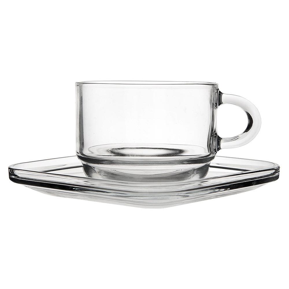 Glass cup with saucer 250 ml 6 pcs.