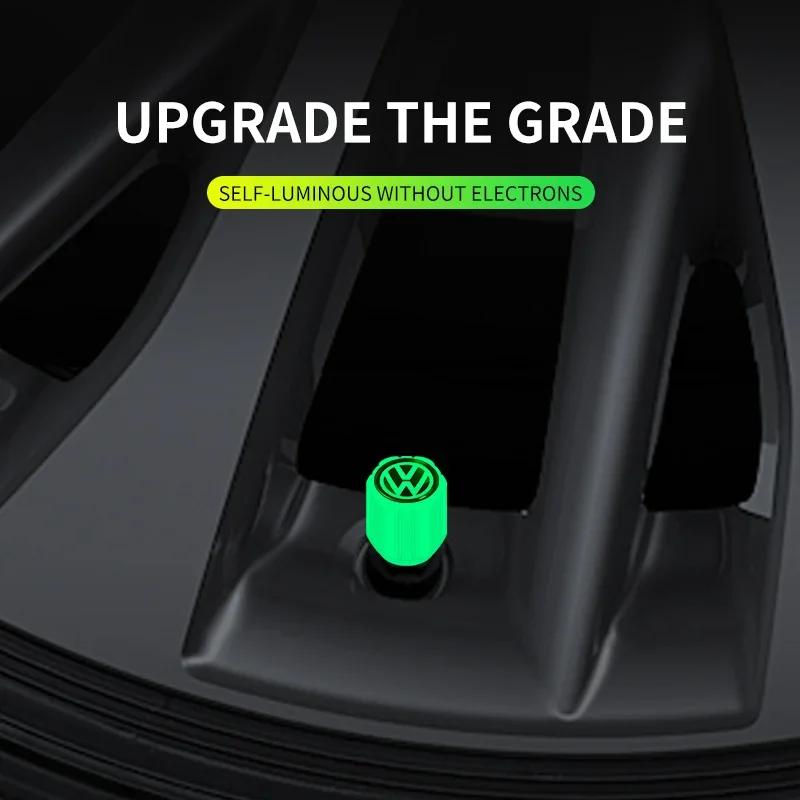 B6 For Volkswagen Luminous Tire Valve Caps Multi-color Fluorescent Night Glowing Decor For Volkswagen VW GTI R Polo Golf MK8 Pas