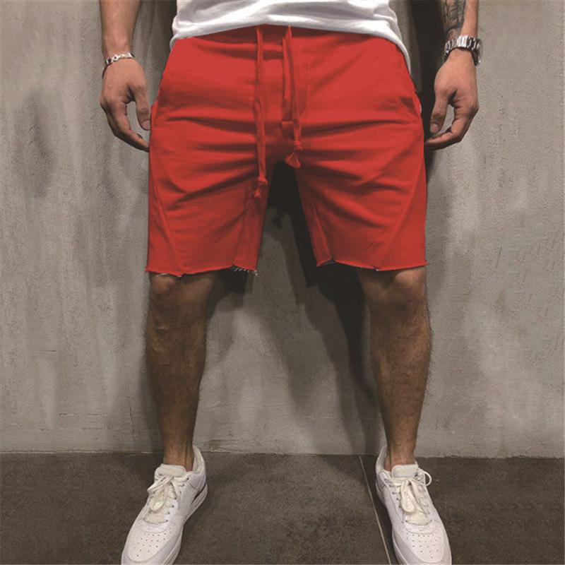 Men's Solid Color European-Size Casual Fitness Shorts for Running and Sports