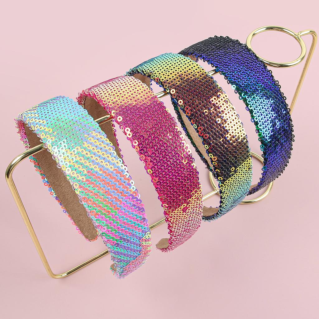 Модные пайеточные повязки на голову Девочки Блестящие 3 см Повязки для волос Девочки Женщины Повязки на голову Дети Дети Украшение для вечеринки Аксессуары для волос