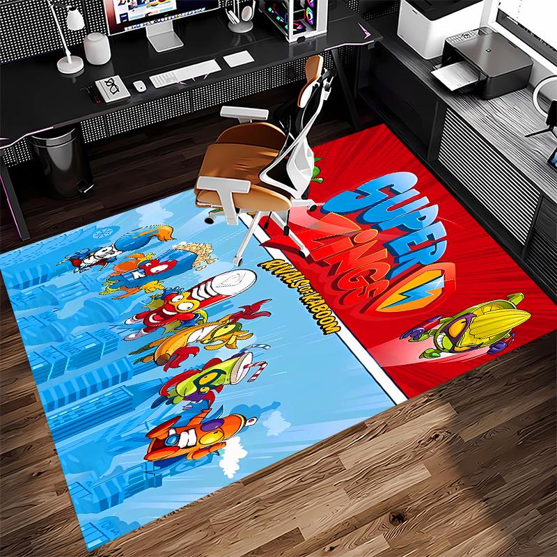 1pc Superthings2 Print Area Rug - Soft, Washable Non-Slip Indoor Mat for Office Chairs, Living Room, Home Office Decorative Rug