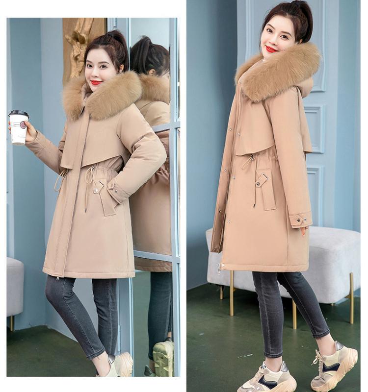 Женское зимнее пальто с подкладкой из искусственного меха с капюшоном, длинное пальто с большим карманом, куртка-пуховик, парки с хлопковой подкладкой, верхняя одежда, пальто, 6 цветов