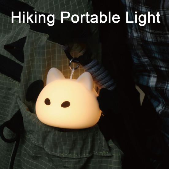 Bat-Shaped Night Light Keychain with 8 Color Modes Portable Rechargeable Silicone LED Lamp for Bag Halloween Decor Camping Hiking Bedroom Gift