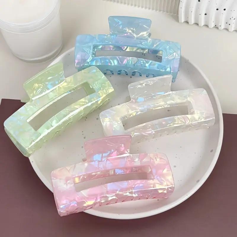 4pcs large simple and elegant mermaid hair clip, suitable for daily, festival, wedding, multi- mix, elegant lady hair clip