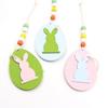 6 Pcs Easter Bunny Ornaments Wooden Egg Shape Hanging Ornaments Cutout Rabbit