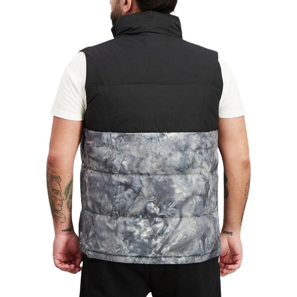 adidas Tiedye Dwn Vest Stay Warm Stand Collar Down Vest Black Gray Colorblock Men's GE9985