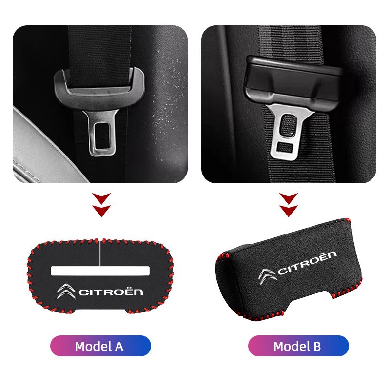 Car Seat Belt Plug Case Suede Protective Cover For Citroen C4 C3 C5 C5X e-C4 X e-C3 C-Elysee Berlingo C1 C6 C2 C-Crosser aib256