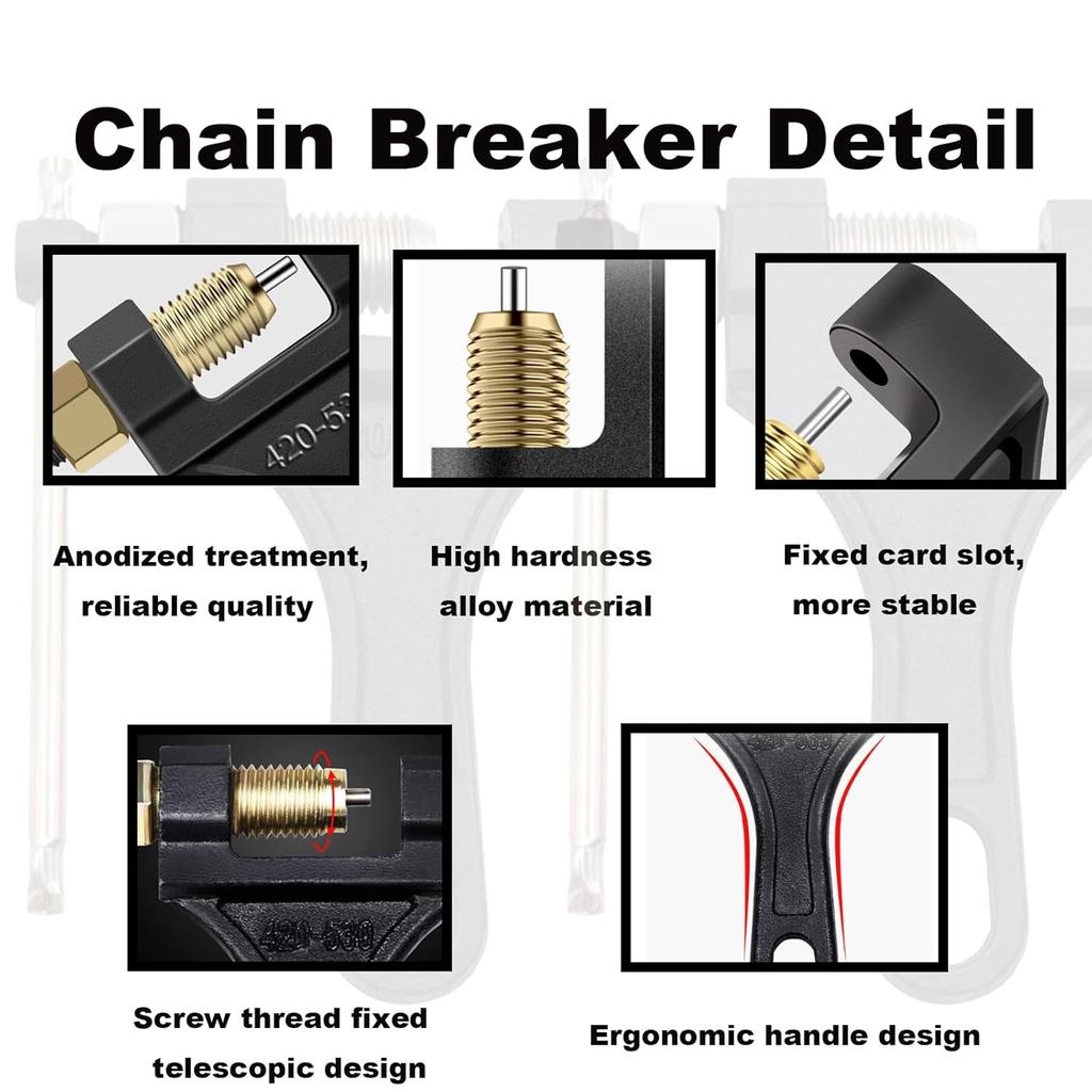 Chain Breaker #420-530, Heavy Duty Chain Breaker Riveting Tool, Chain Removal Pin Link Splitter Motorcycle Accessories Fit for Bike Bicycle ATV Dirt
