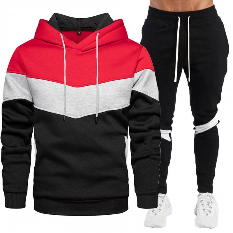 Mens Casual Sportswear Set Long Sleeve Hooded Sweatshirt Pants Outfit