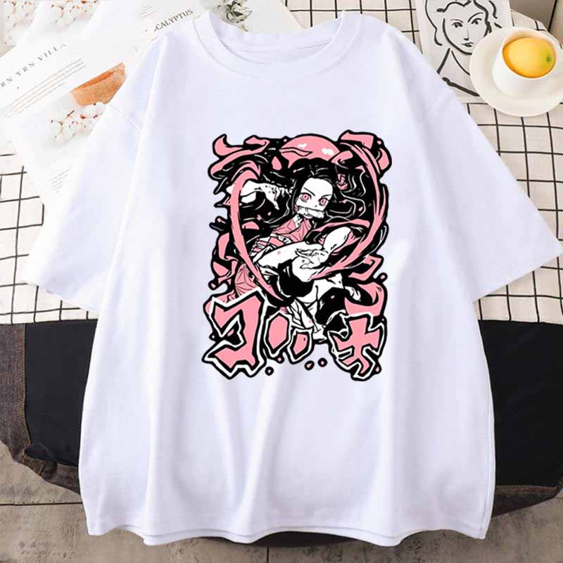 Модная футболка в стиле аниме «Убийца демонов Танджиро Камадо» унисекс Kawaii Kimetsu No Yaiba Nezuko футболка Unisexga Rengoku футболка с рисунком