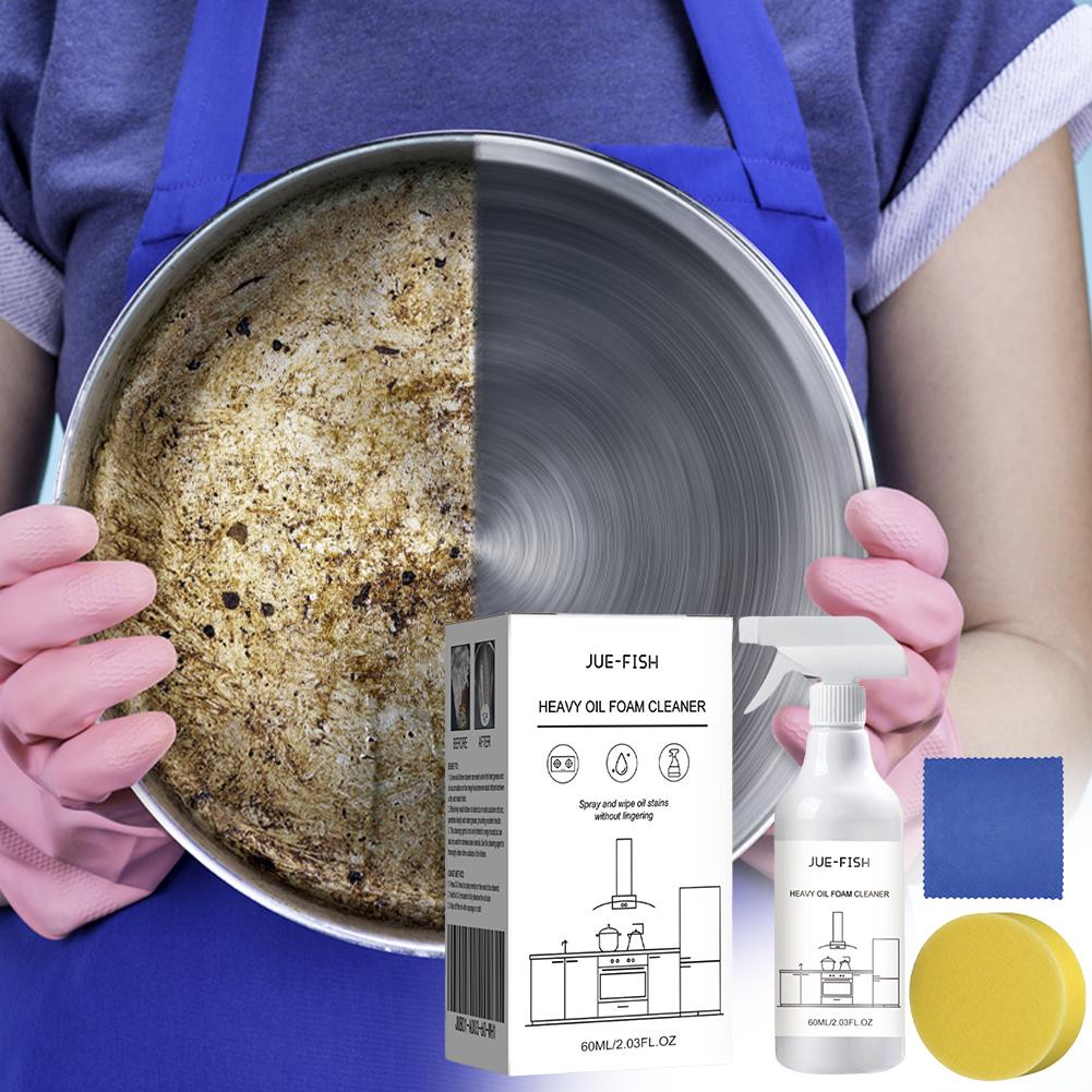 60ml Splash Foam Spray Multipurpose Heavy Oil Foam Cleaner with Sponge & Cloth Grease Cleaner Kitchen Oven Grills Cleaner