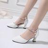 Elegant High Quality White Soft Pu Leather Stiletto Heel Shoes Lady Casual Buckle Strap Pumps for Sexy Party Night Club Ga35